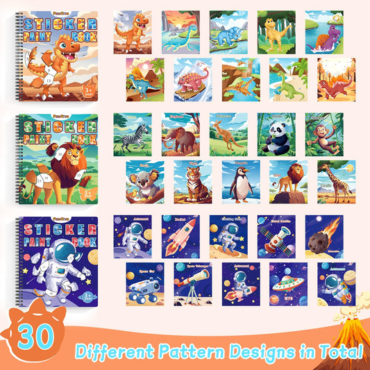 PERRYHOME dinosaur sticker scene inside promotes fine motor skills during play