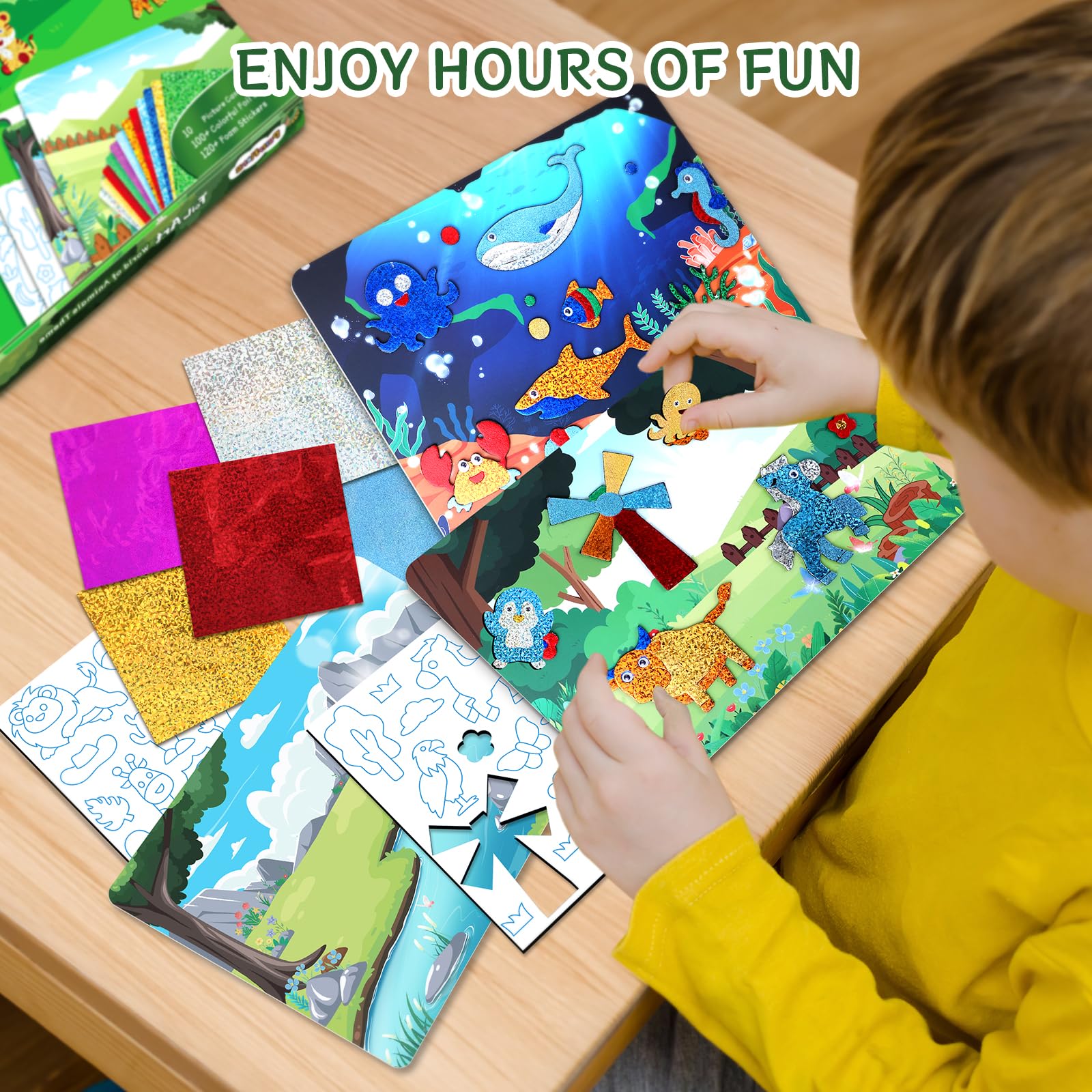 PERRYHOME picture canvases providing guided templates for easy foil art projects.