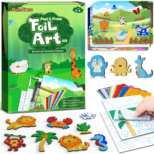 PERRYHOME foil art kit with unicorn design for mess-free kids' crafting.