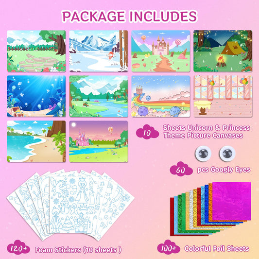 PERRYHOME Foil Art princess stickers invite creative crafting without mess.