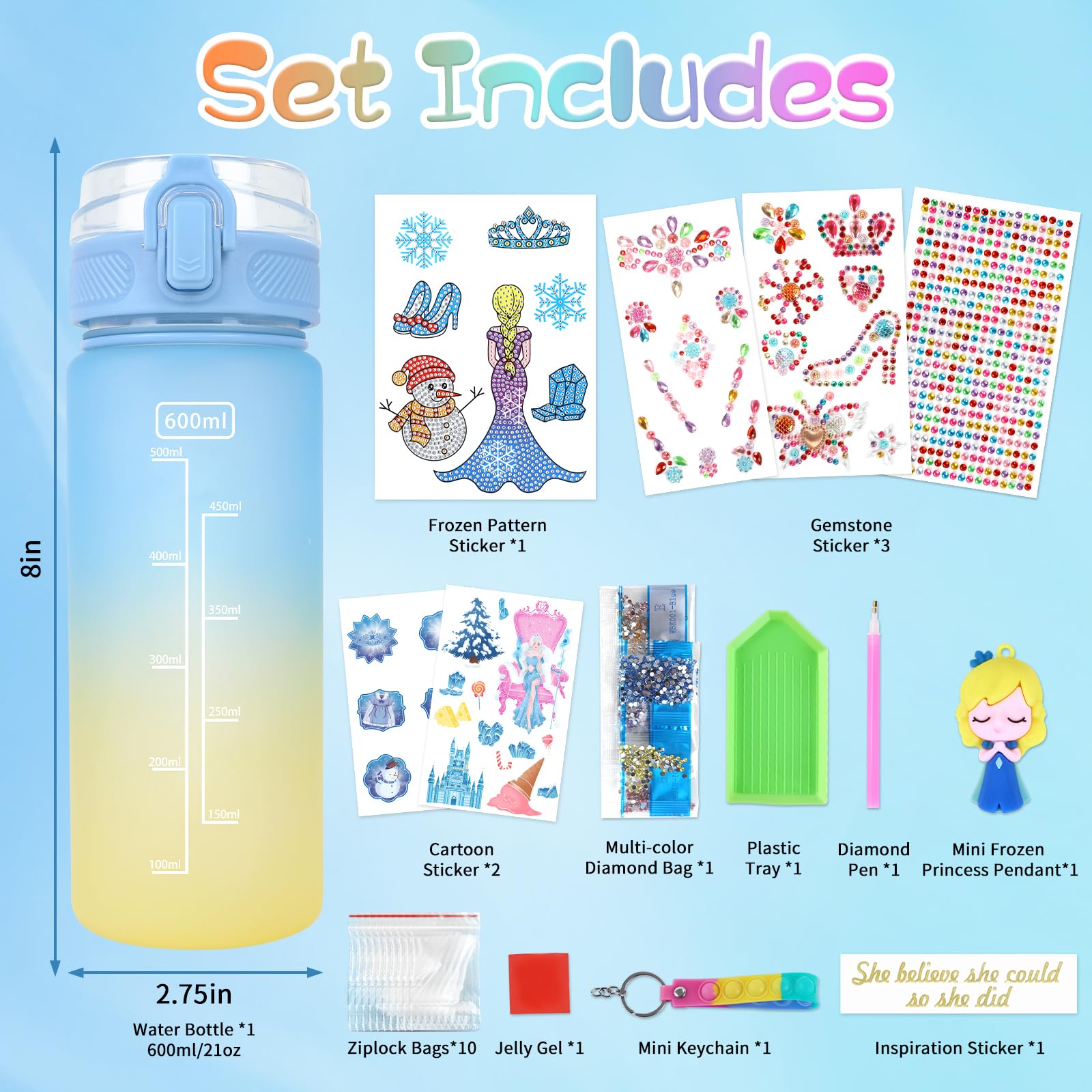 PERRYHOME Frozen Water Bottle Kit sticker pack for imaginative design and daily reuse