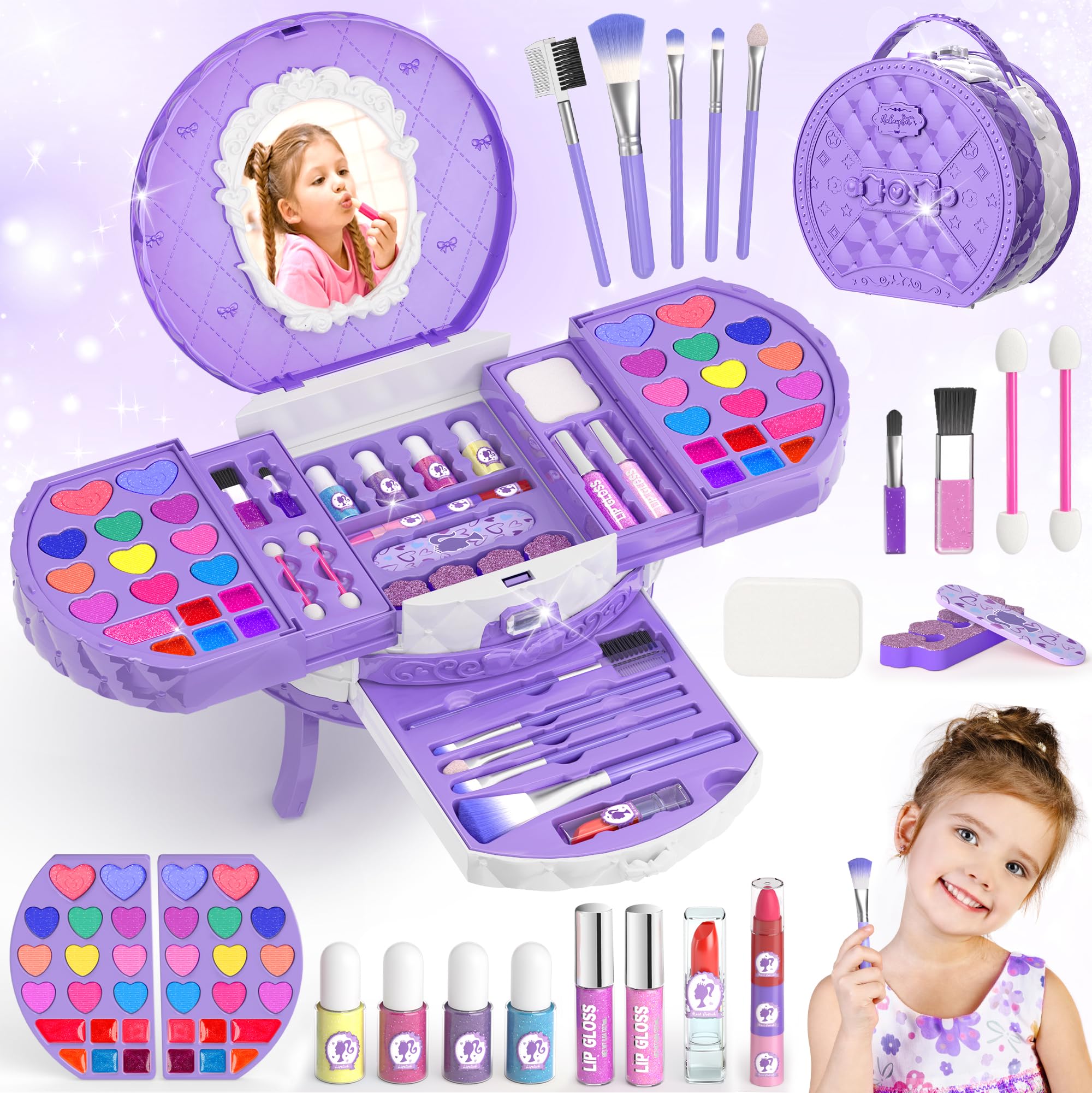 PERRYHOME makeup set mirror for princess pretend play and self-checks