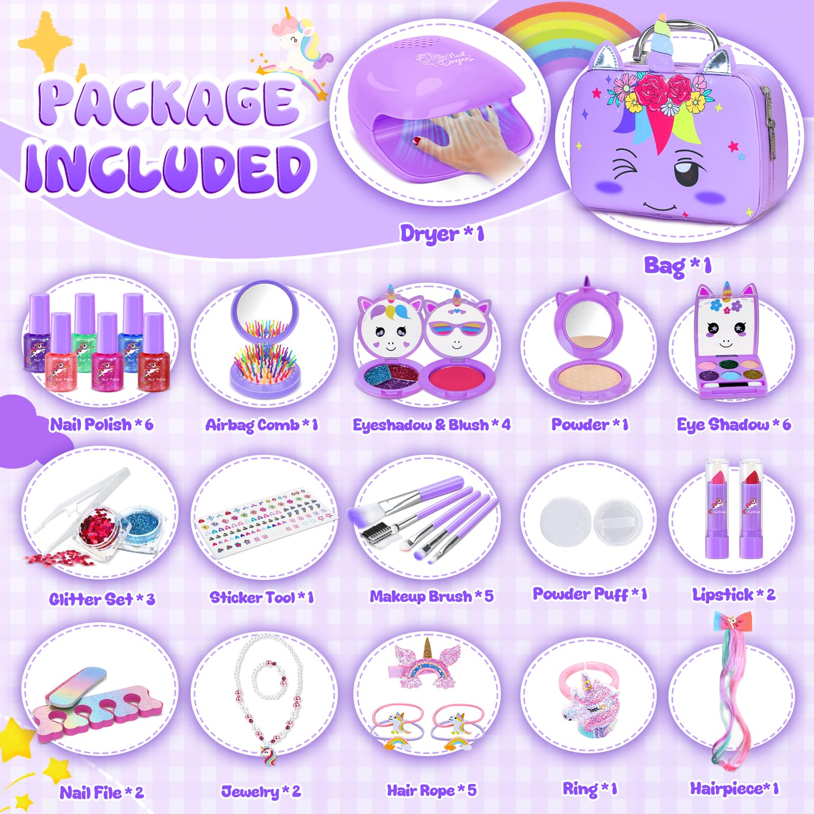 PERRYHOME nail art kit with water-based polish and dryer aids quick dries.