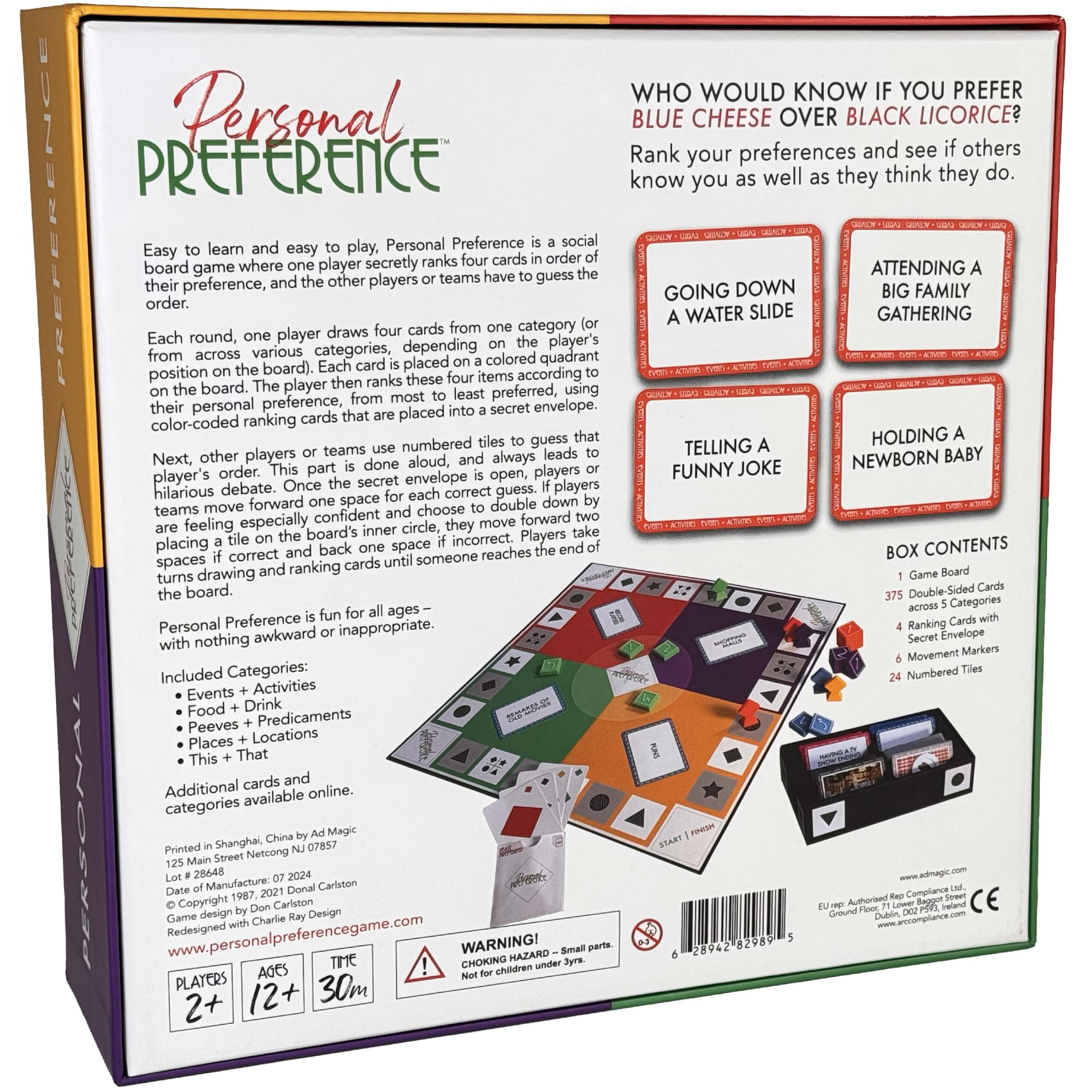 Personal Preference instruction manual explaining setup and play flow.