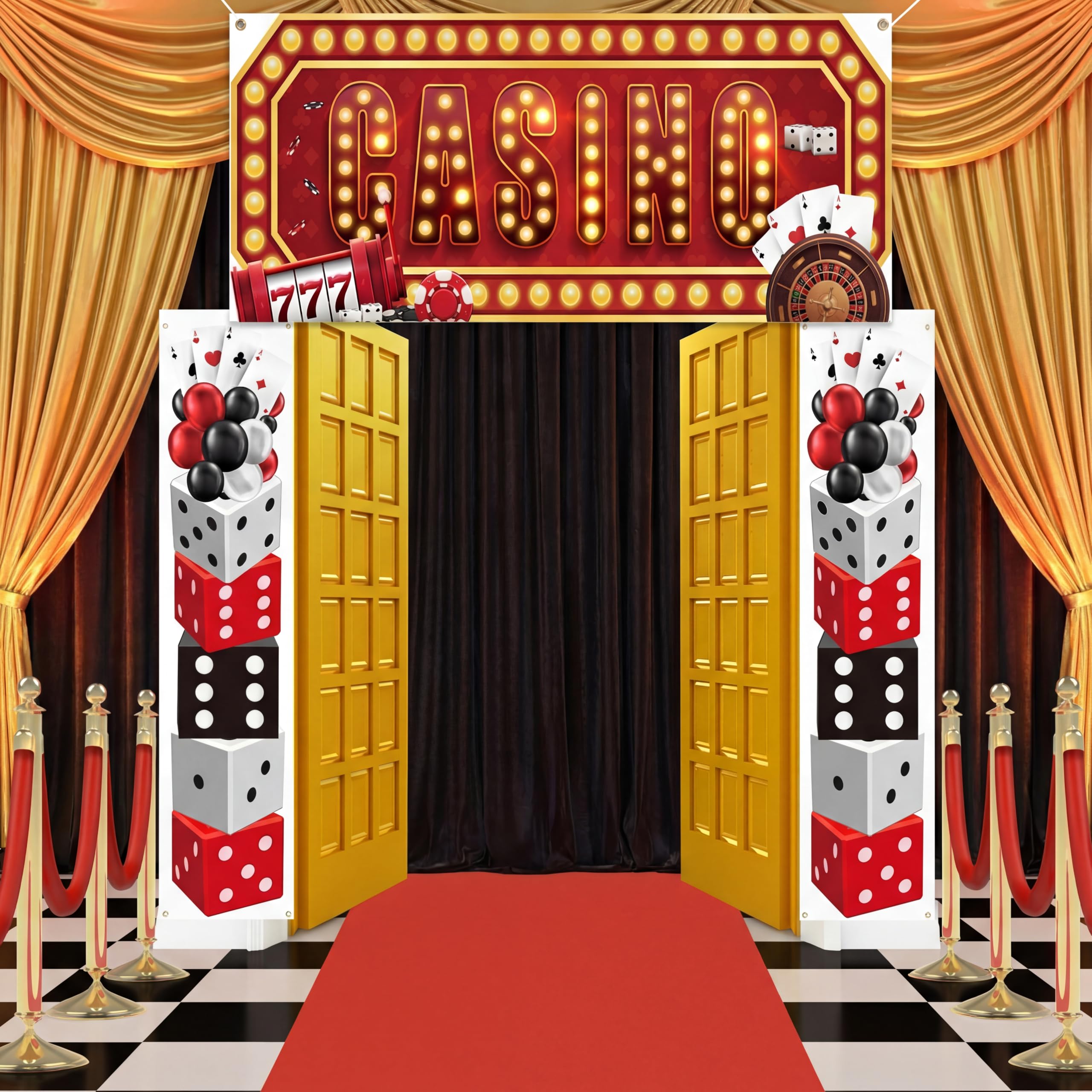Peryiter casino banner entrance hanging creates an eye-catching casino night entry