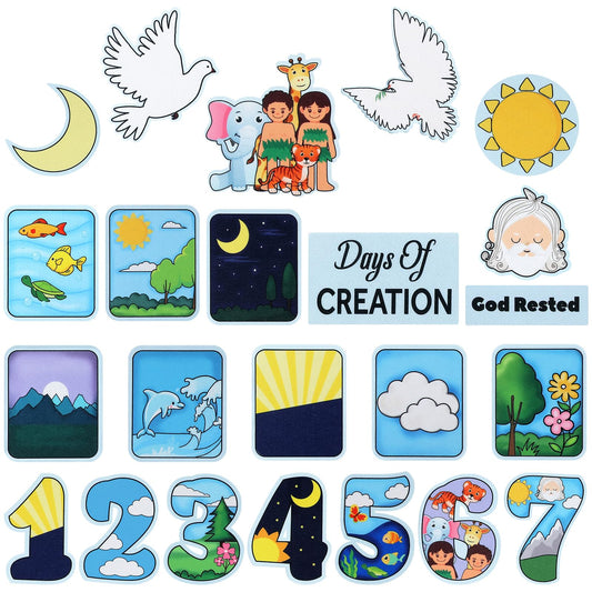 Peryiter Creation Story felt board Day 1 scene for hands-on biblical learning.