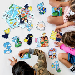 Peryiter Creation Story felt board Eve with animals scene supports early literacy.