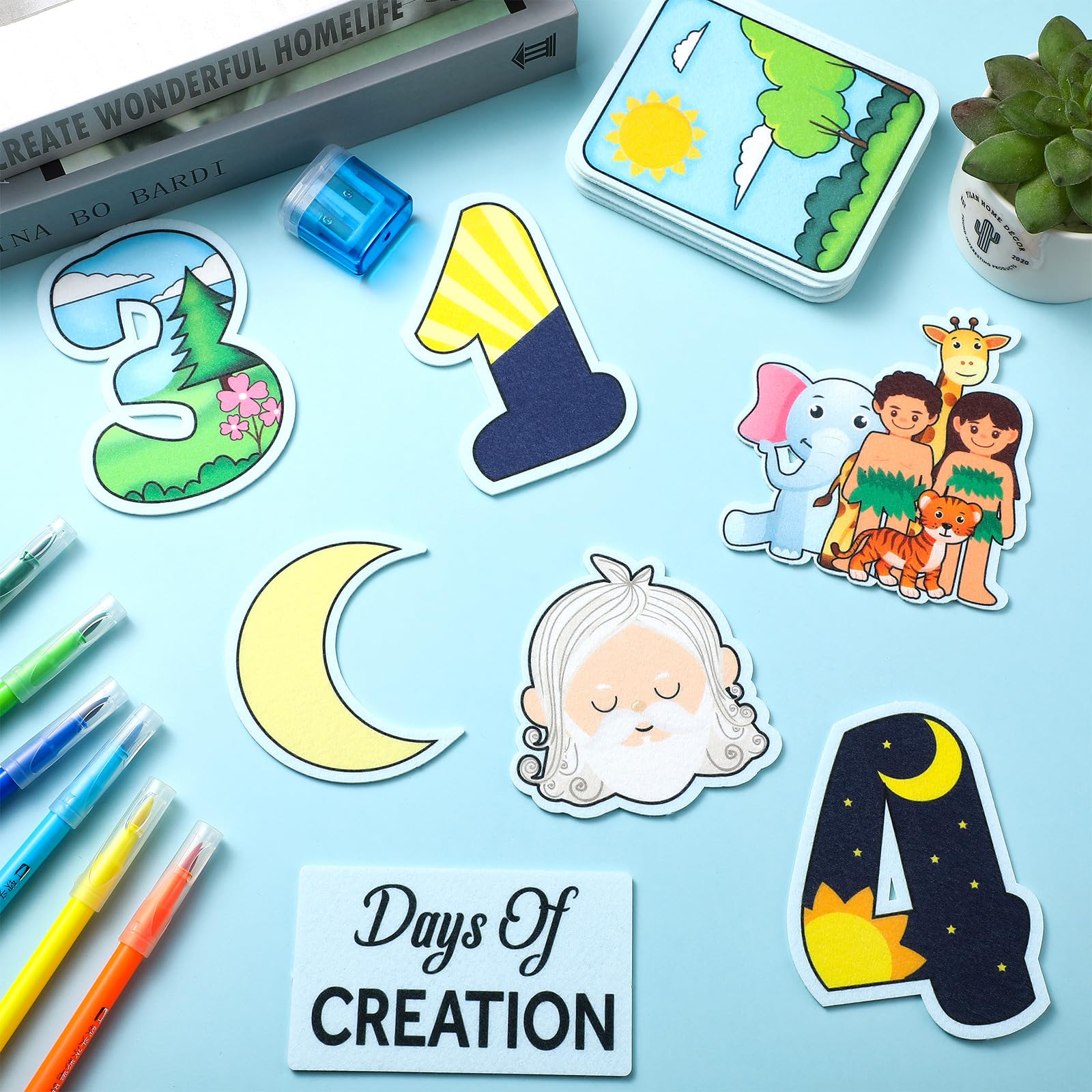 Peryiter Creation Story felt board God rested scene highlights Sabbath idea.