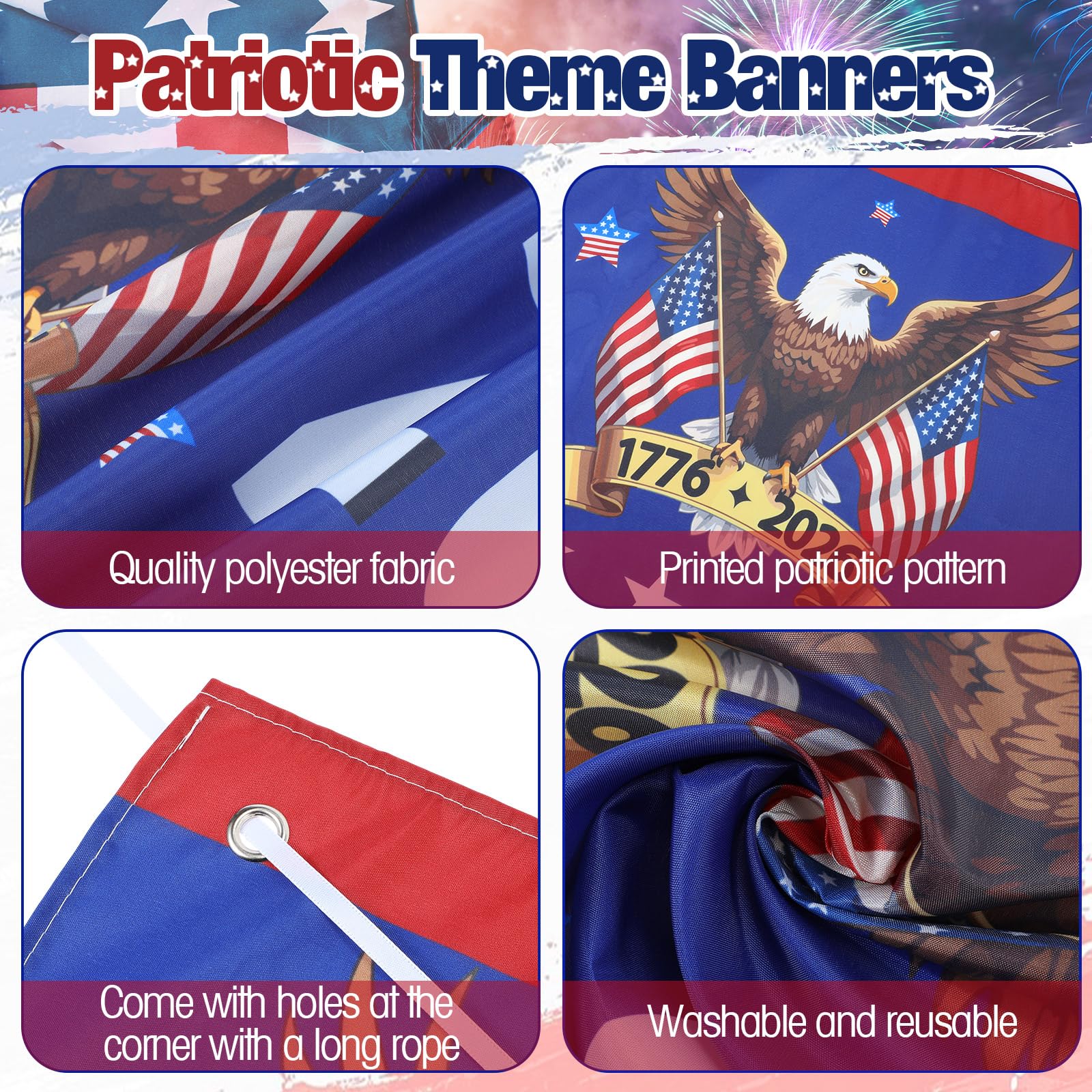 Peryiter patriotic banner in red, white, and blue for festive setup