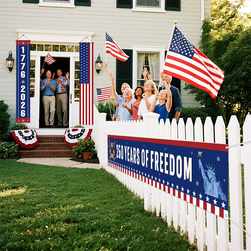 Peryiter set of three patriotic banners for year-round decor
