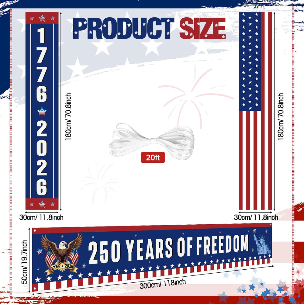 Peryiter banner featuring 1776-2026 timeline with Statue of Liberty for porch decor