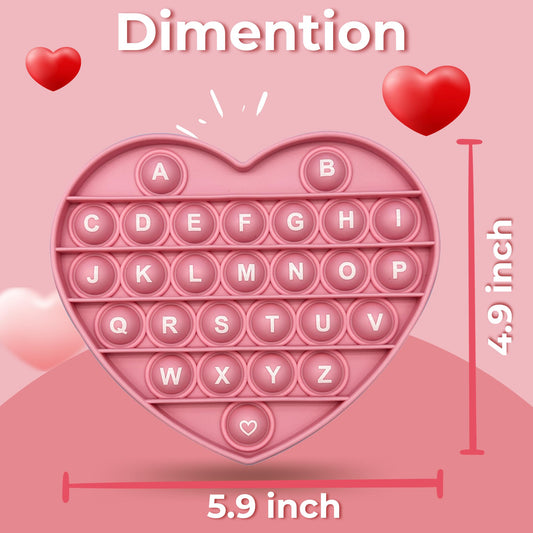 PETBSNVB pink heart features letters and numbers for early literacy and numeracy.