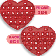 PETBSNVB red heart pop bubble toy with letters and numbers for learning and stress relief.