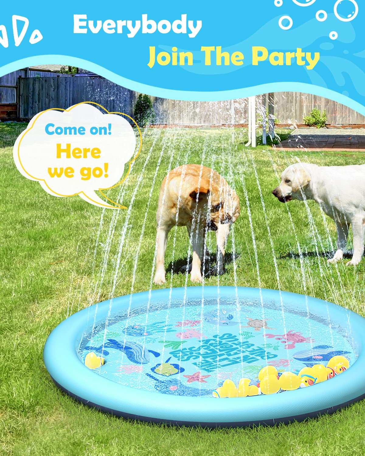 Peteast splash pad with a thick 0.58 mm bottom for durability.