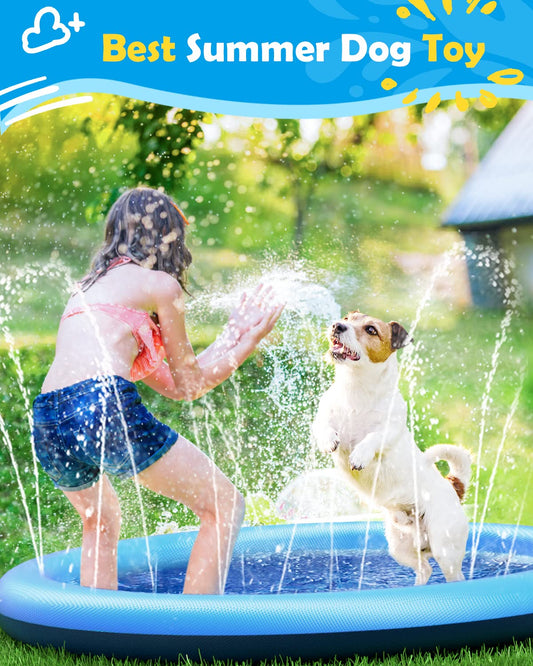 Peteast splash pad sprinkler action showing refreshing water spray for dogs.