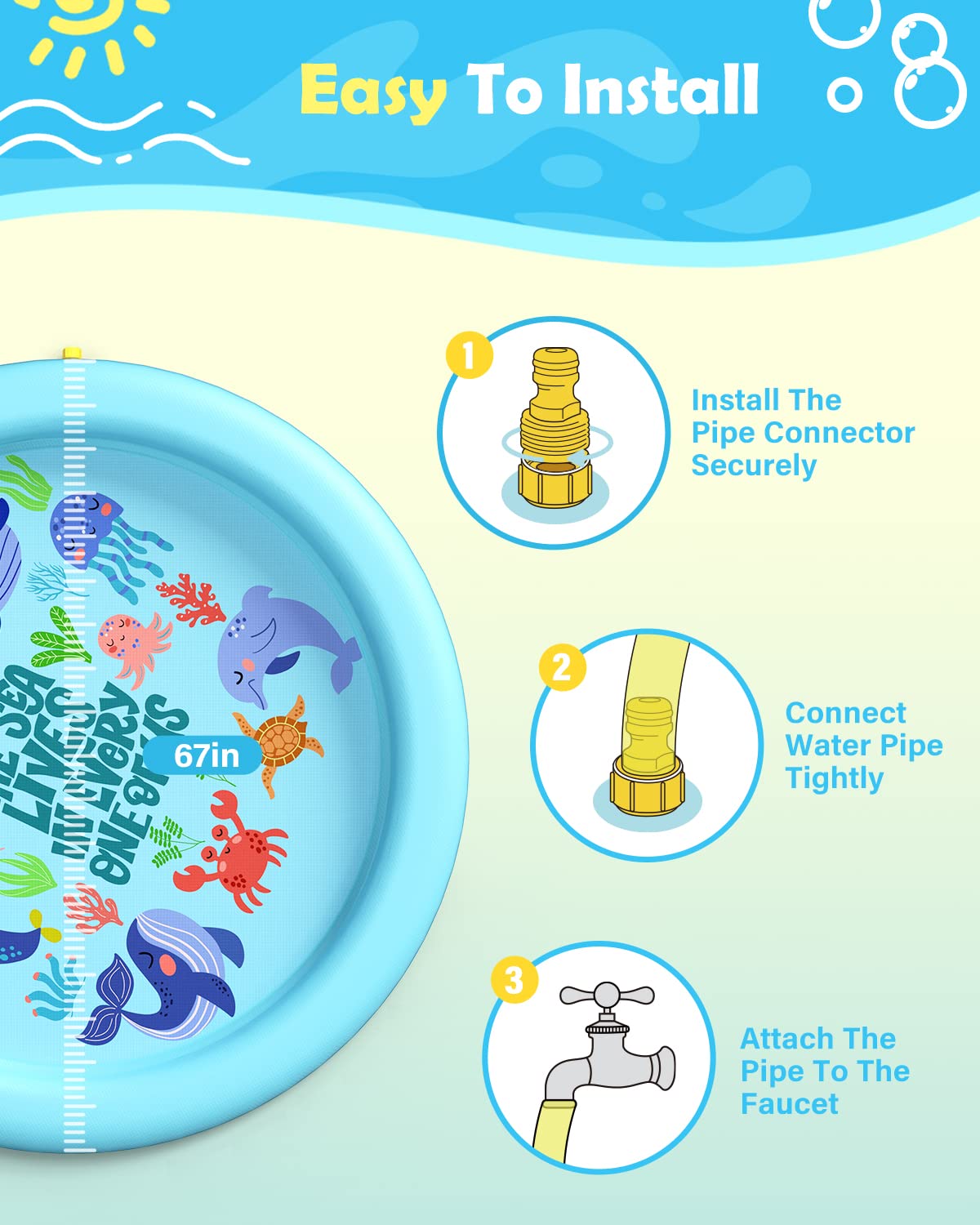 Three size options let you find the perfect Peteast splash pad for your yard.