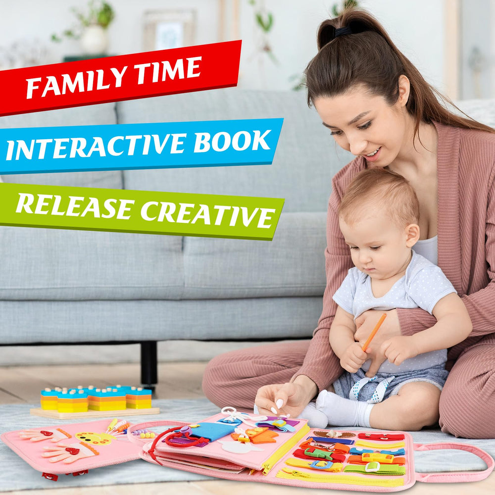 Petenjoy Busy Book Soft Felt Materials close-up highlights safe, tactile play