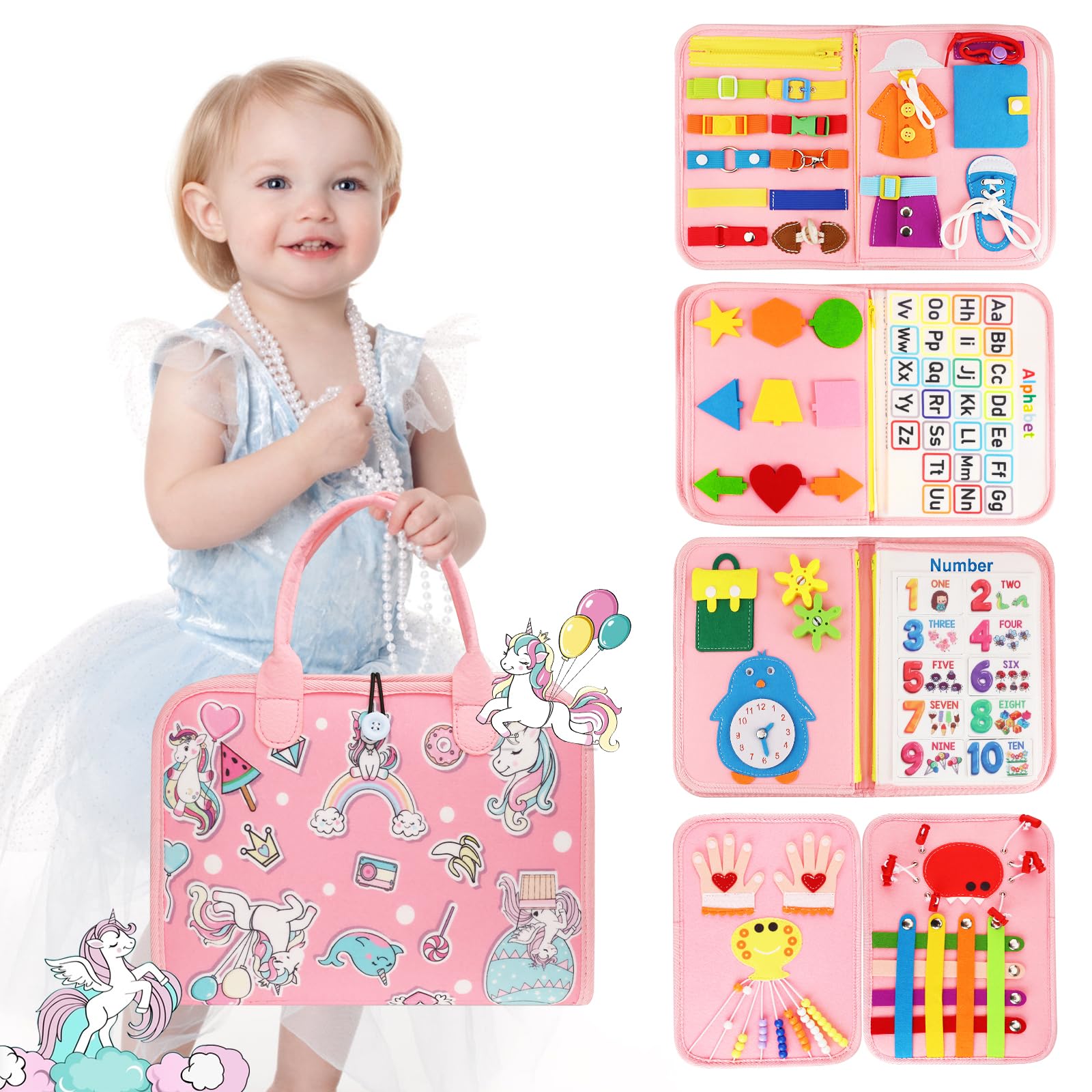 Petenjoy Busy Book Toddlers front cover promotes travel-friendly quiet play