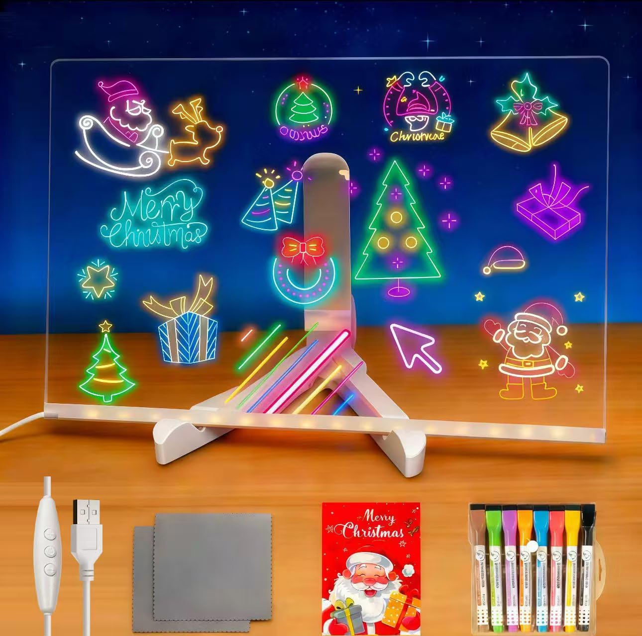 PetPalace LED drawing board with adjustable stand for easy tabletop placement.