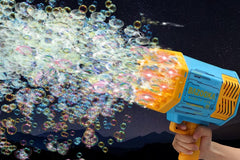 Petrella bubble gun with lights enhances outdoor party visuals.