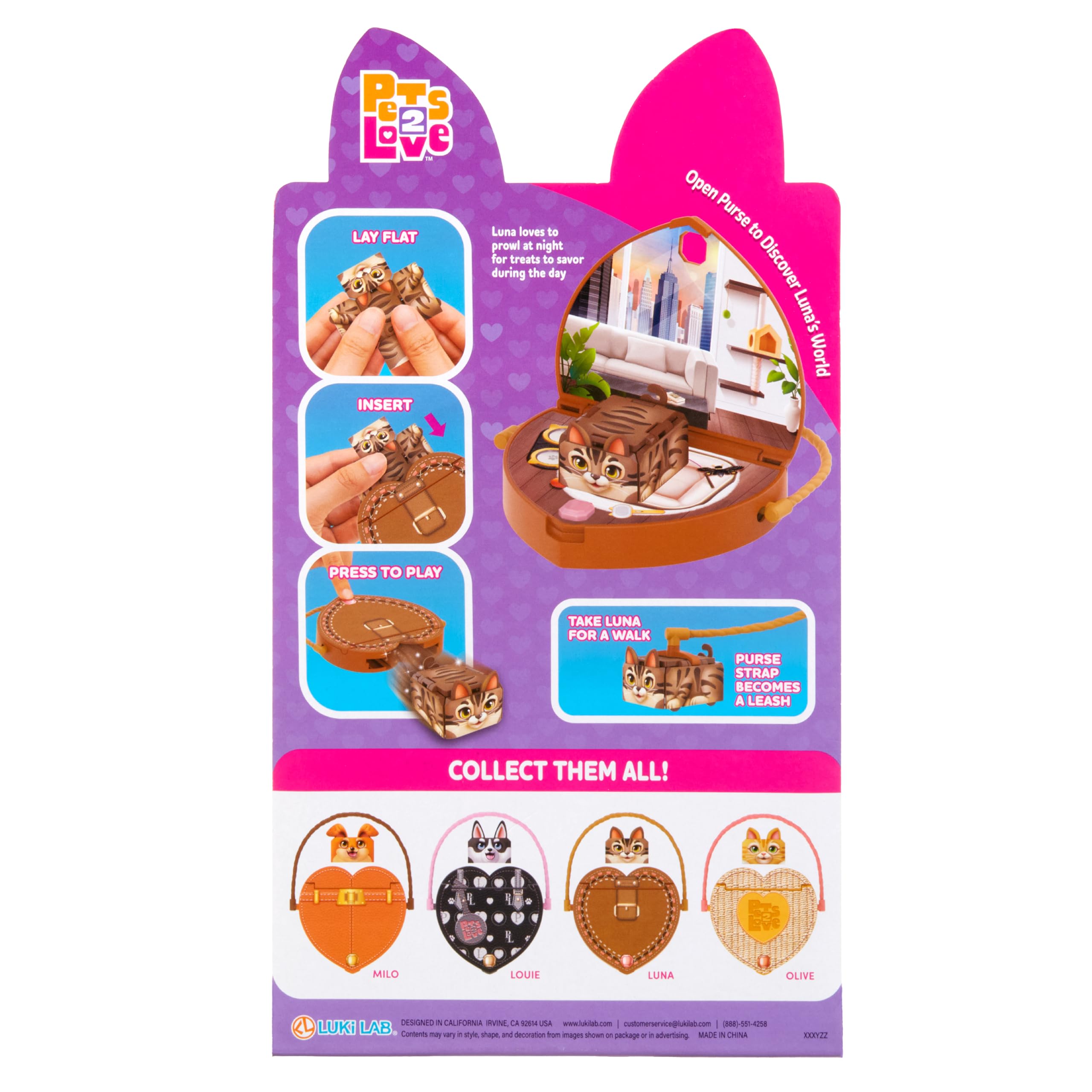 Pets 2 Love Luna pops out with button for interactive play