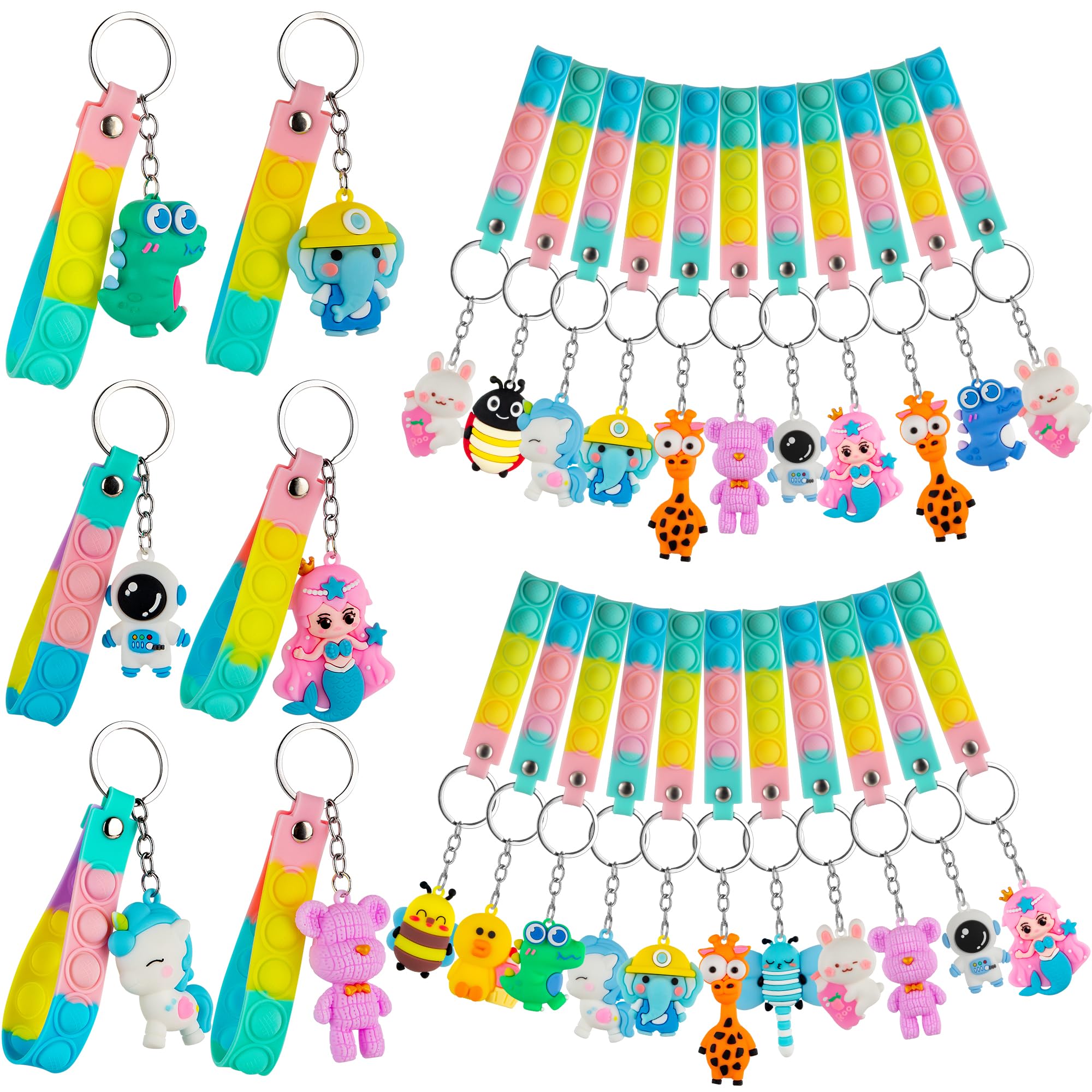PGPBW 28pack dinosaur pop fidget keychain offers portable fun for classrooms.