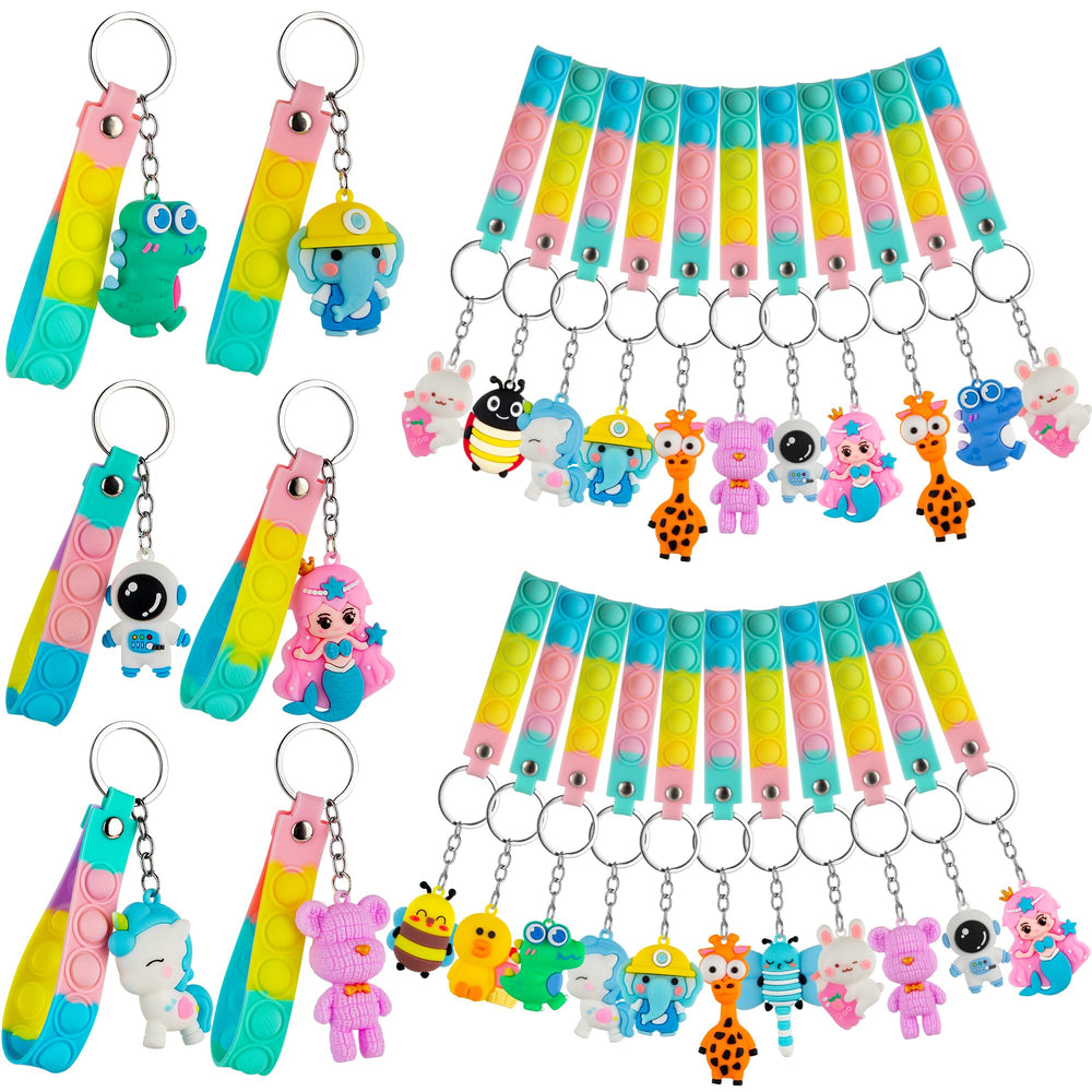 PGPBW 28pack dinosaur pop fidget keychain offers portable fun for classrooms.