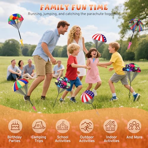 PGXT parachute toy outdoors with colorful canopy for screen free play