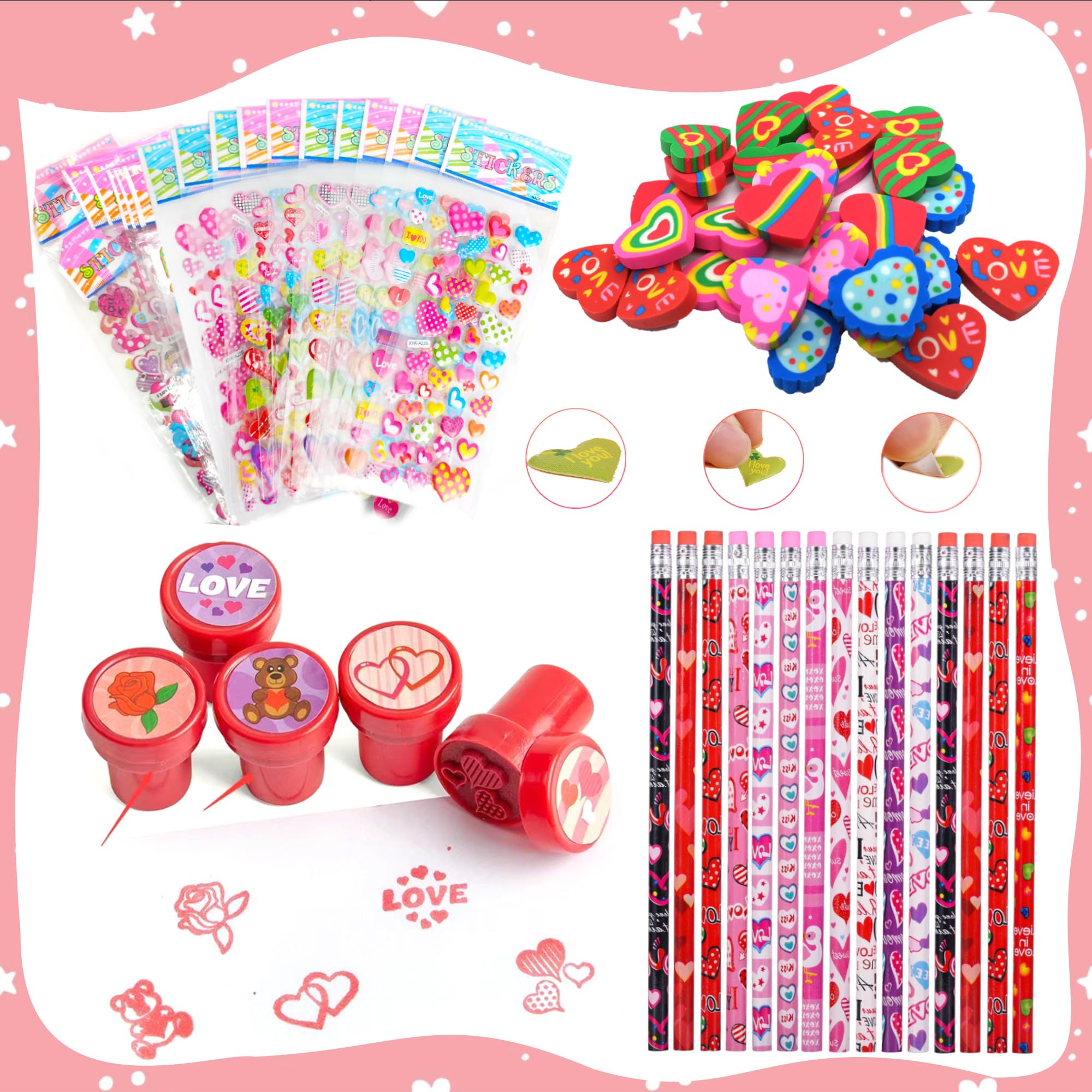 Phaorui valentines stamps close-up for easy stamping and kid-friendly cards