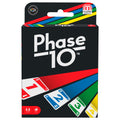 Phase 10 card game packaging on shelf, portable family entertainment.