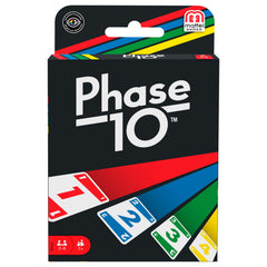 Phase 10 card game packaging on shelf, portable family entertainment.