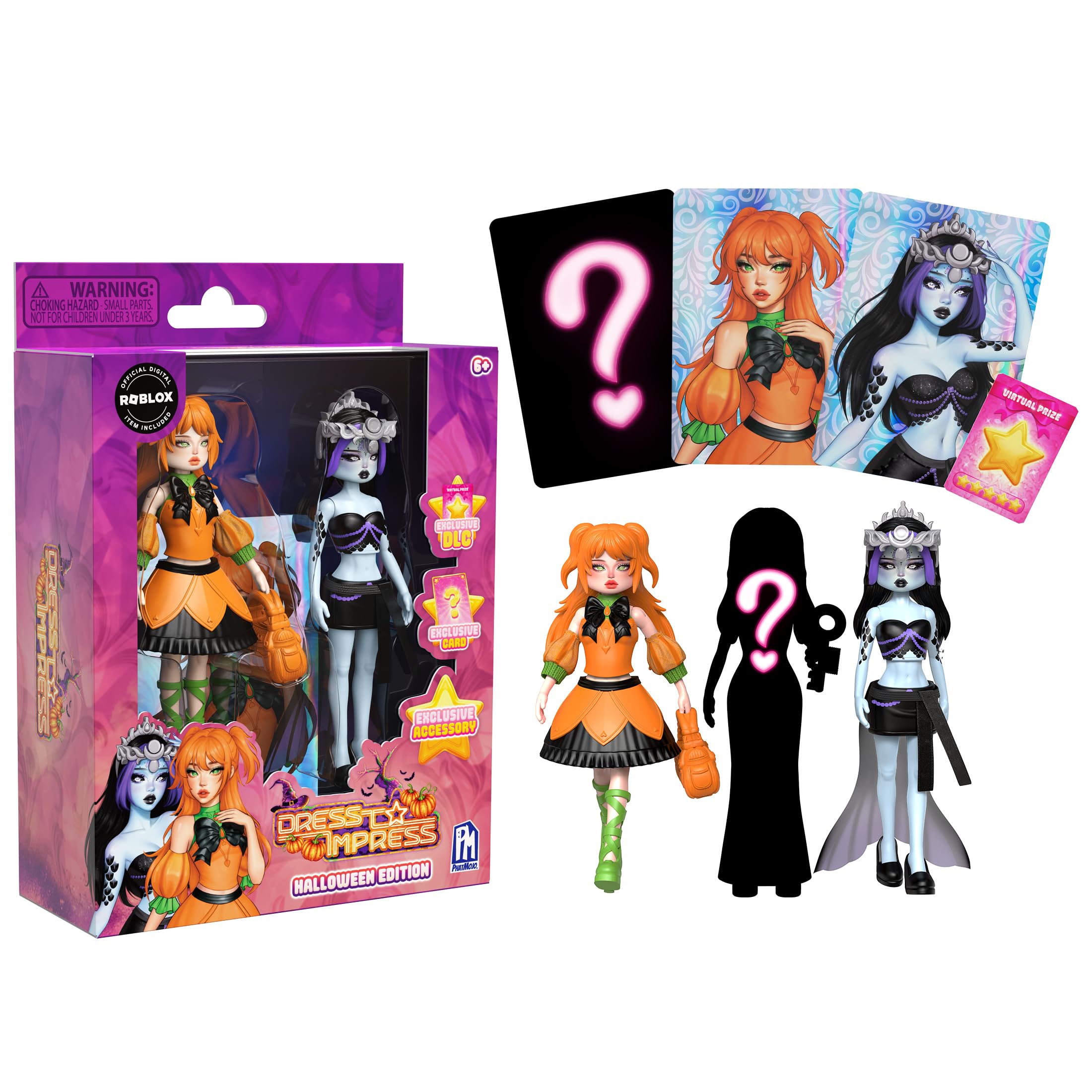 PhatMojo pumpkin witch doll with poseable joints for Halloween styling