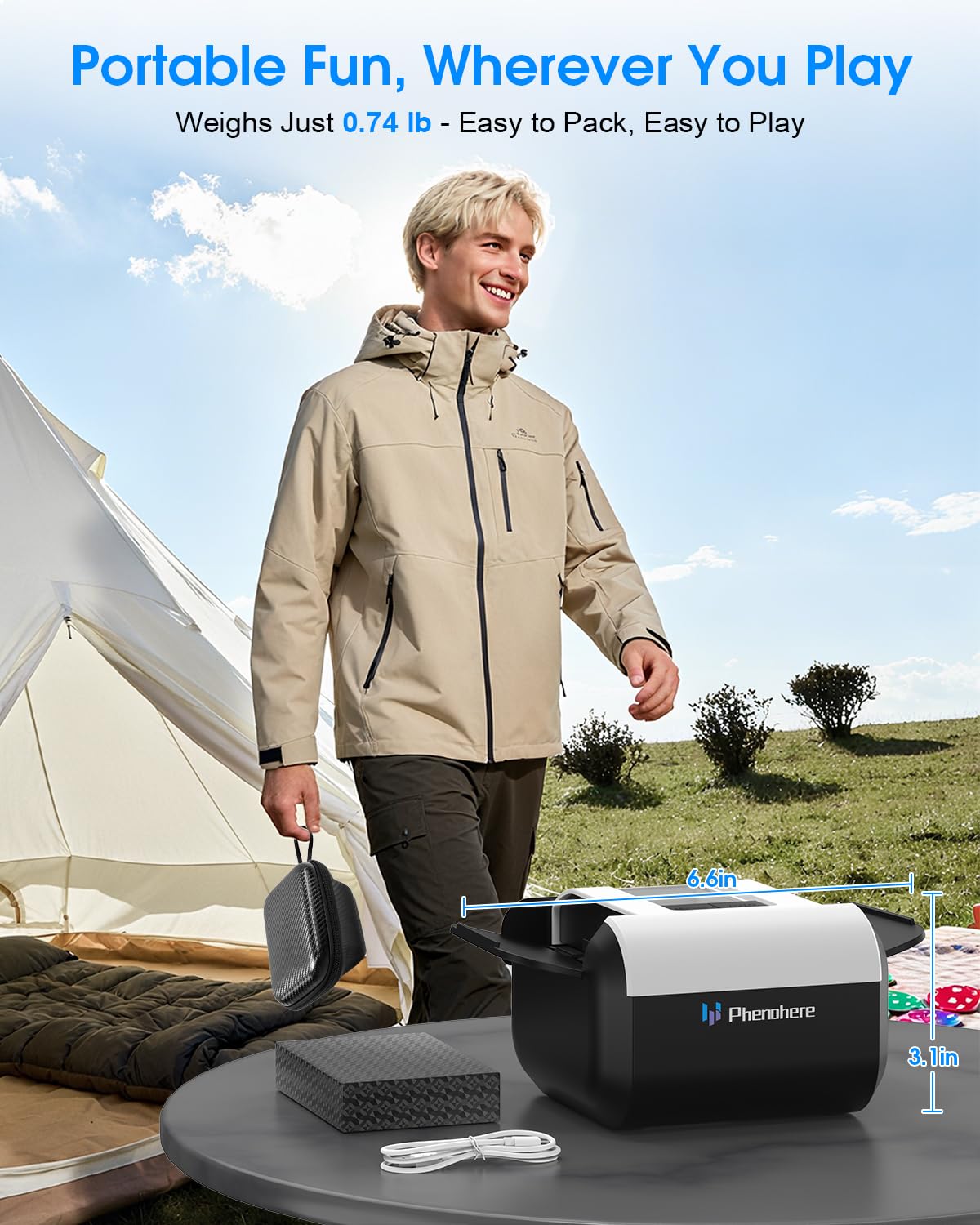 PHENOHERE Compact, portable design fits family nights or travel