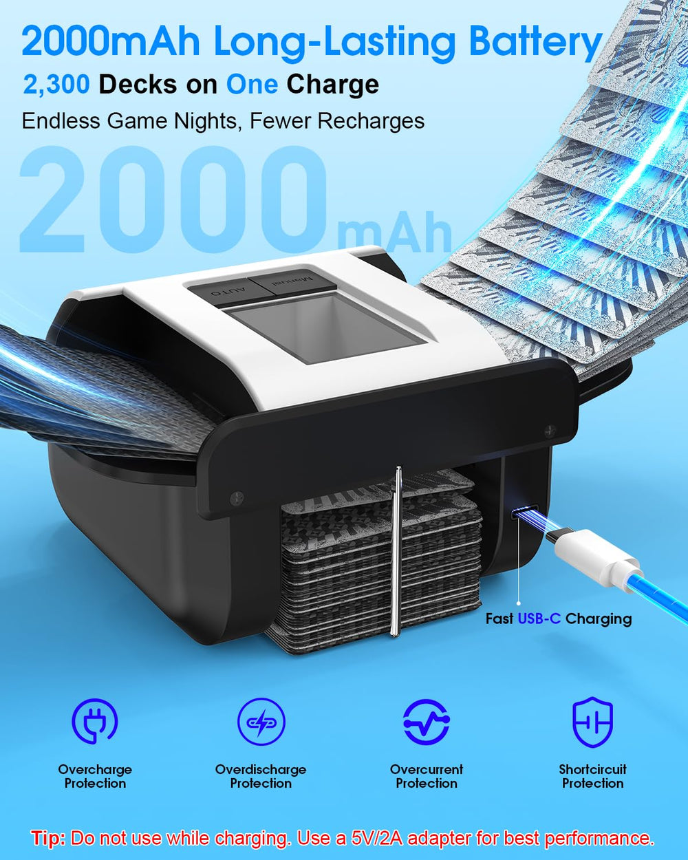 PHENOHERE Two-deck capacity shuffler suited for tournaments