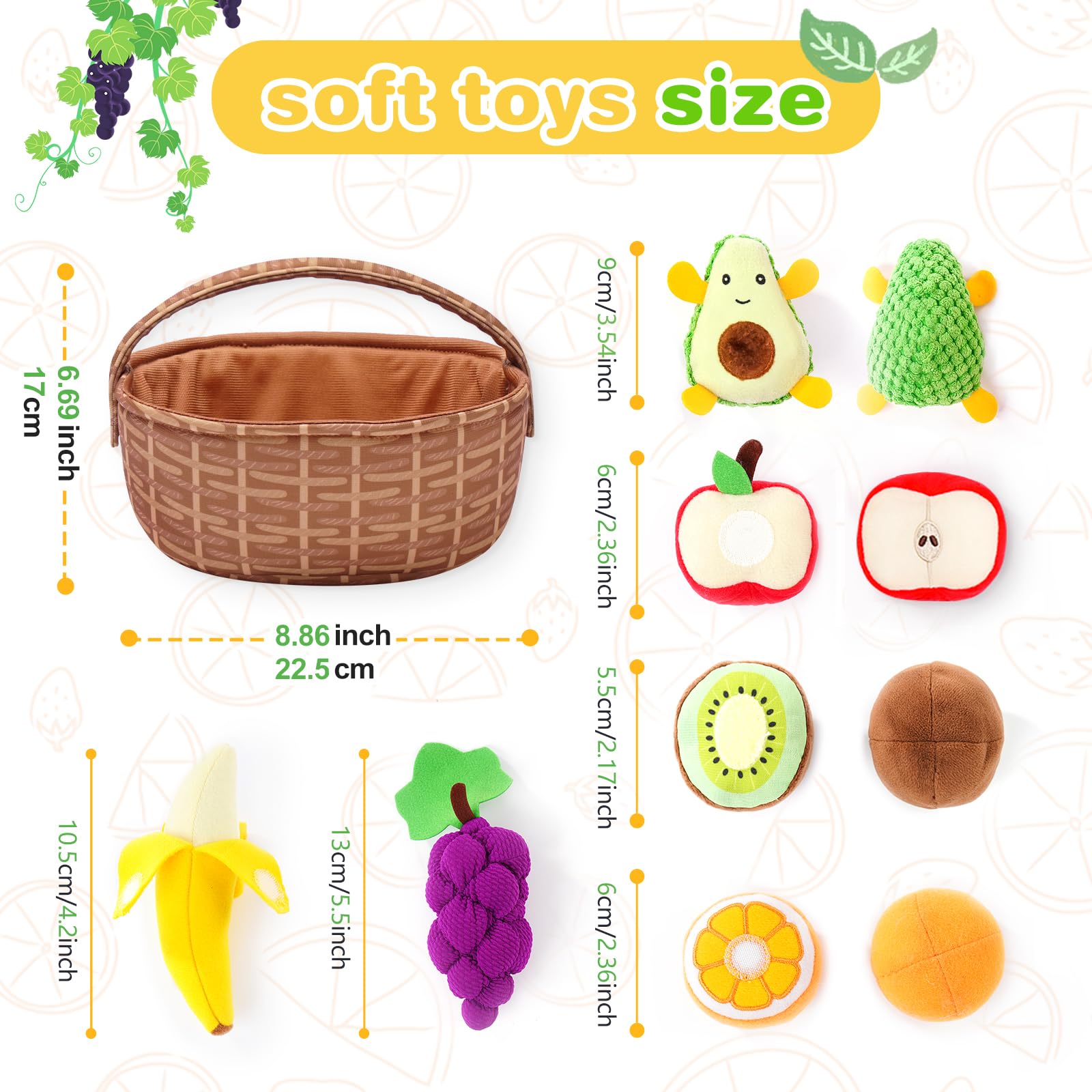 PHEZAPA gift-ready fruit toy set ideal for birthdays or baby showers.