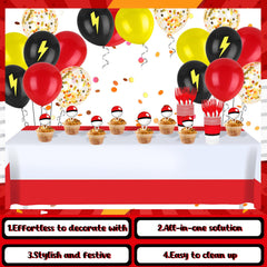 Phiemate banner and balloon decor adds color to the party