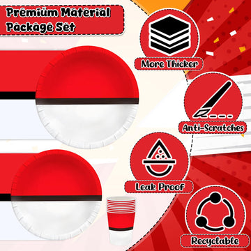 Phiemate red and white party table setting ready for kids' celebration
