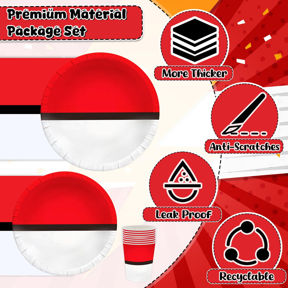 Phiemate red and white party table setting ready for kids' celebration