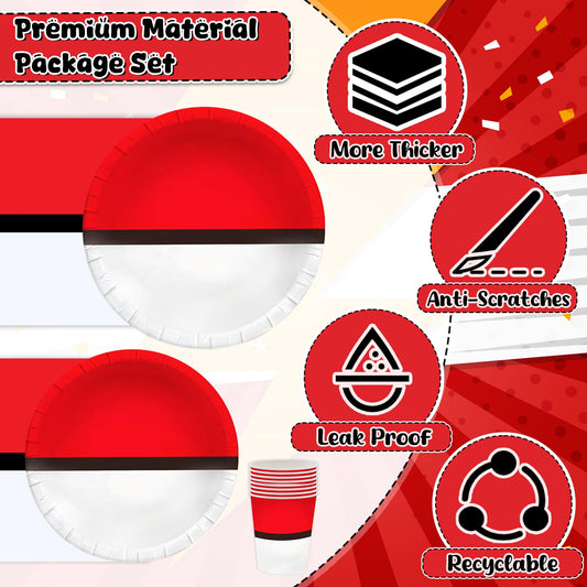 Phiemate red and white party table setting ready for kids' celebration