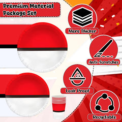 Phiemate red and white party table setting ready for kids' celebration