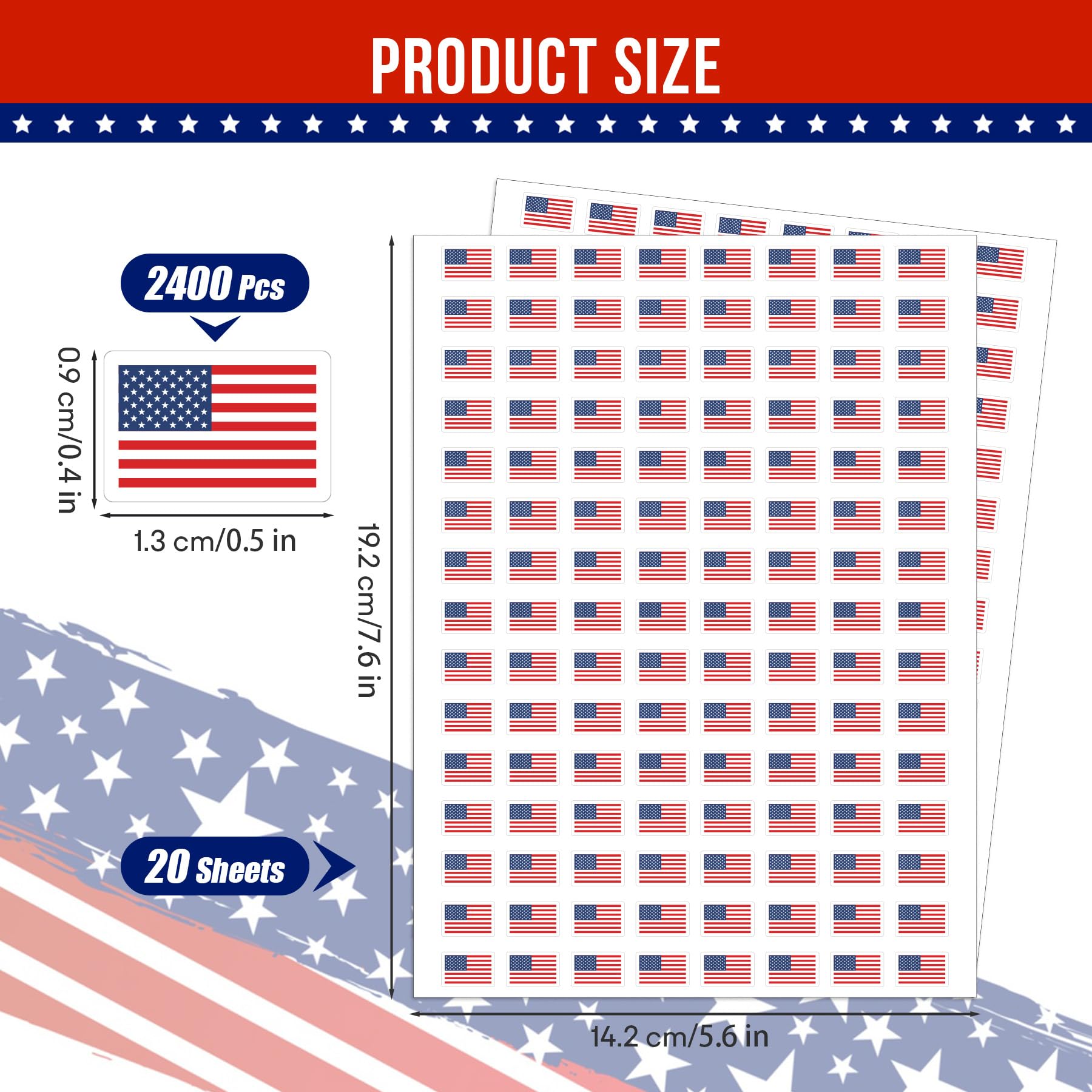 Philbinden American flag sticker 0.5 inch adds bold festive accents.