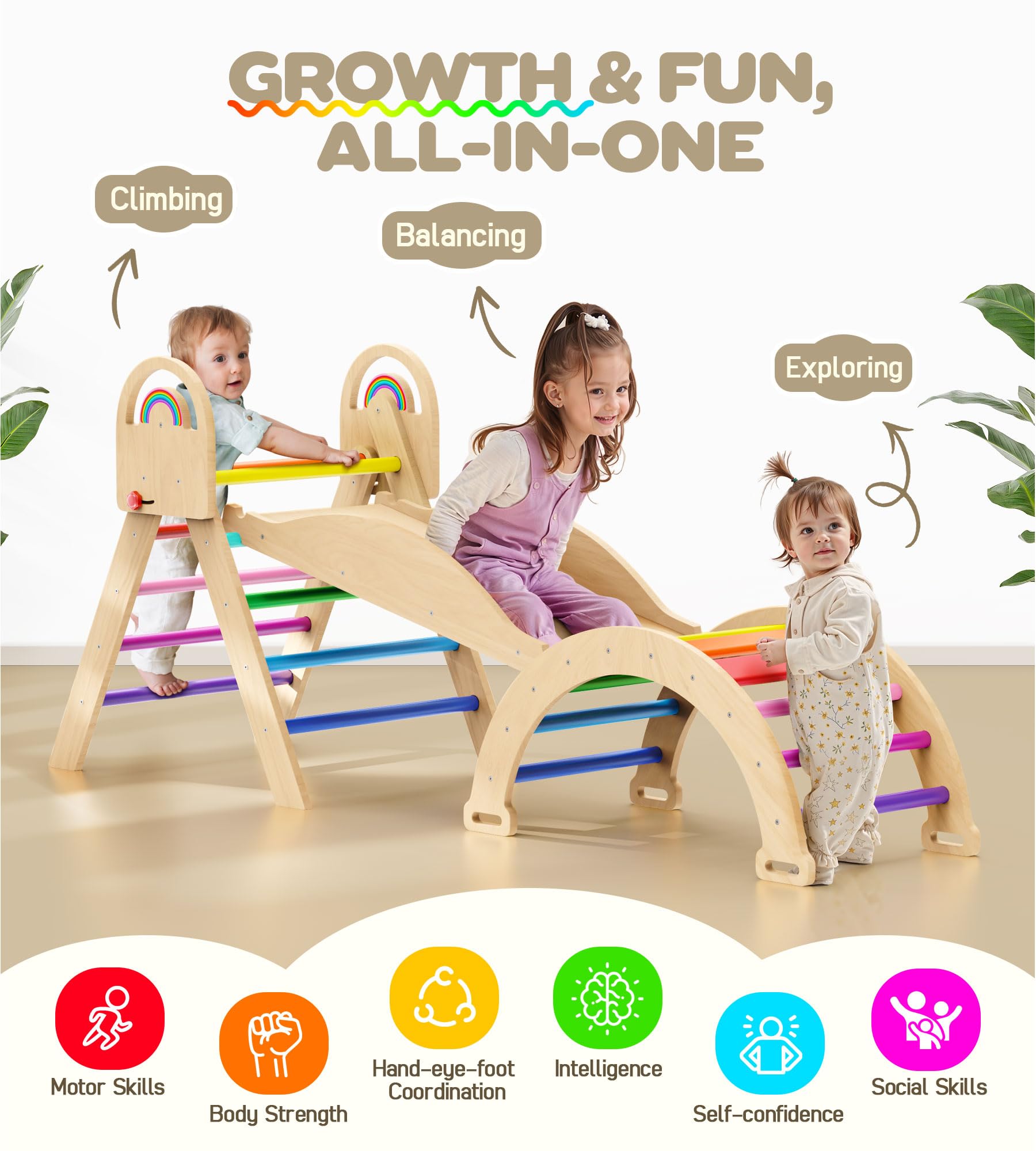 Philnas 3-in-1 climber for versatile, space-saving play and learning.