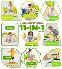 Philnas Pikler triangle detachable slide adds versatile indoor play options.