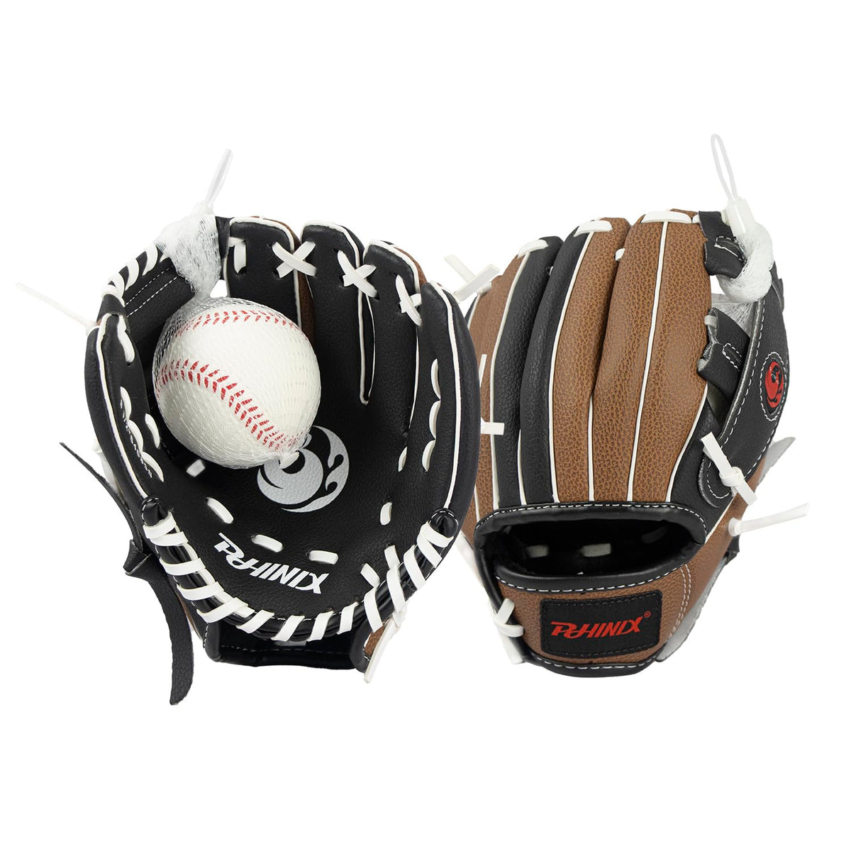 PHINIX Tee Ball Glove texture close-up highlighting premium synthetic leather and comfortable feel.