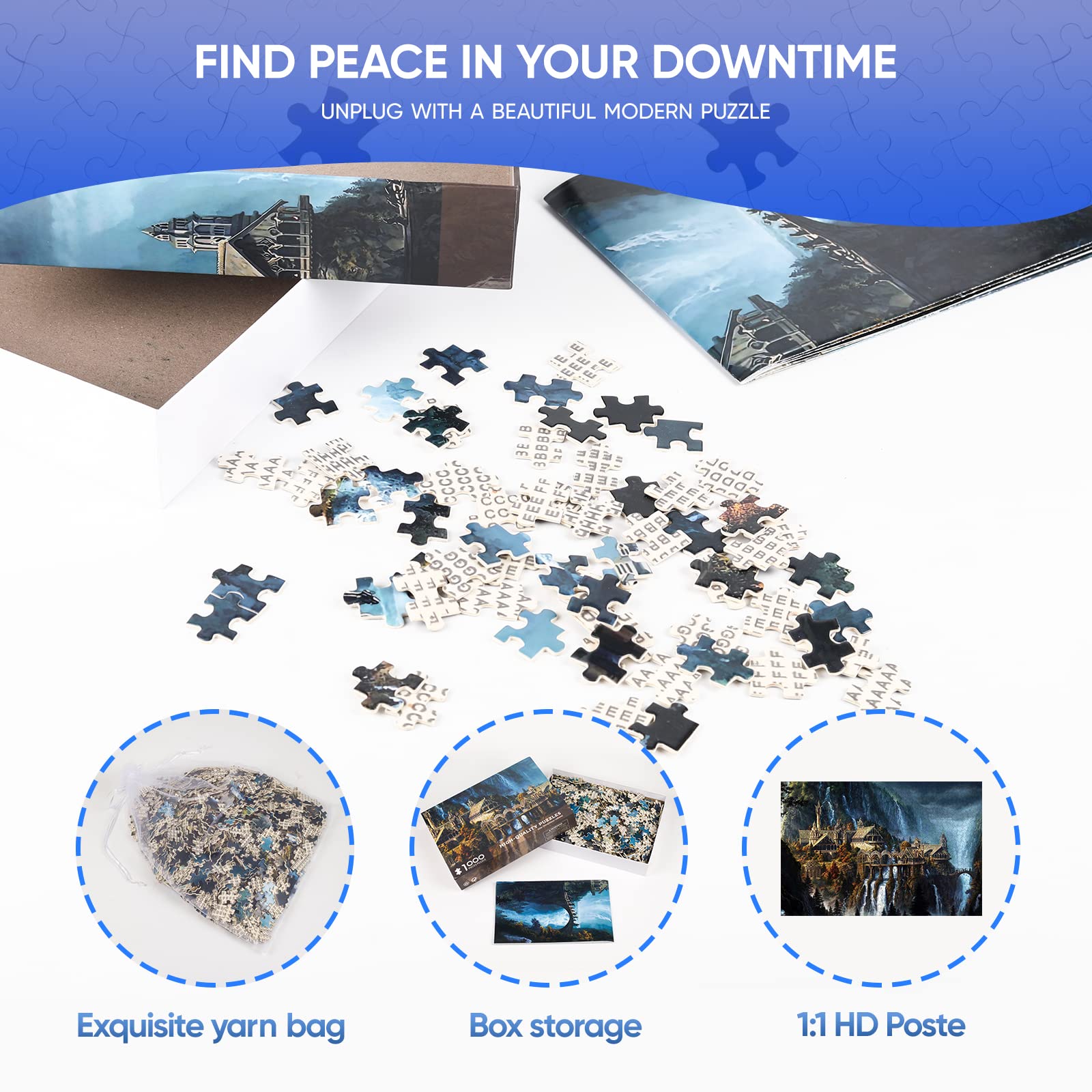Phinli Lord of Rings puzzle bag keeps pieces organized between sessions.