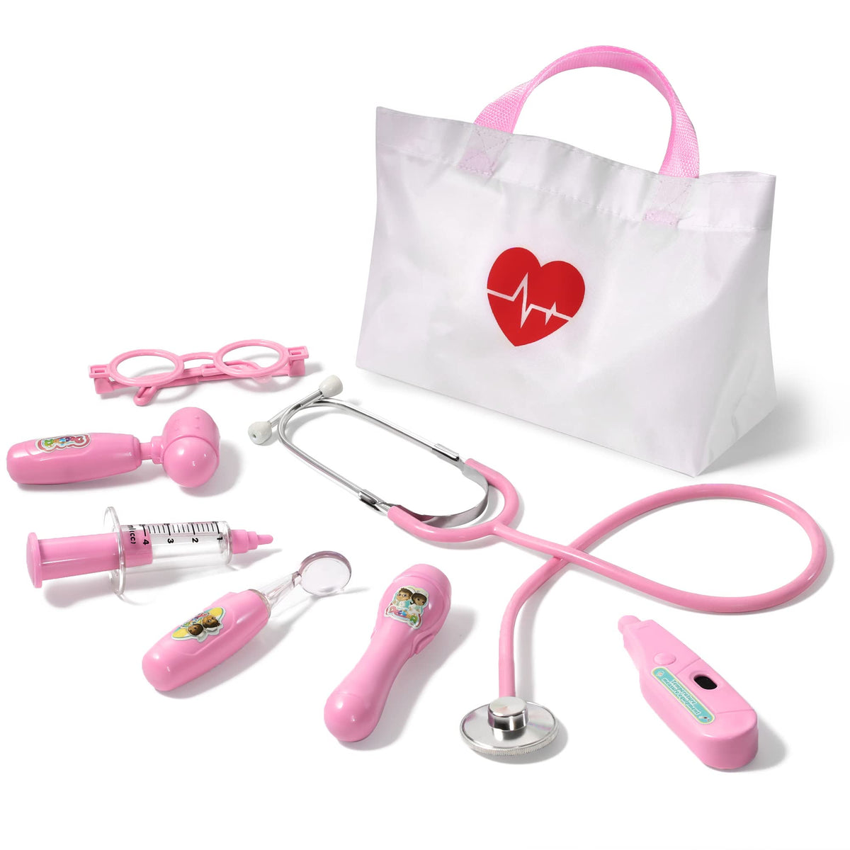 Phobby Kids Doctor Kit pink bag stored neatly for easy cleanup.