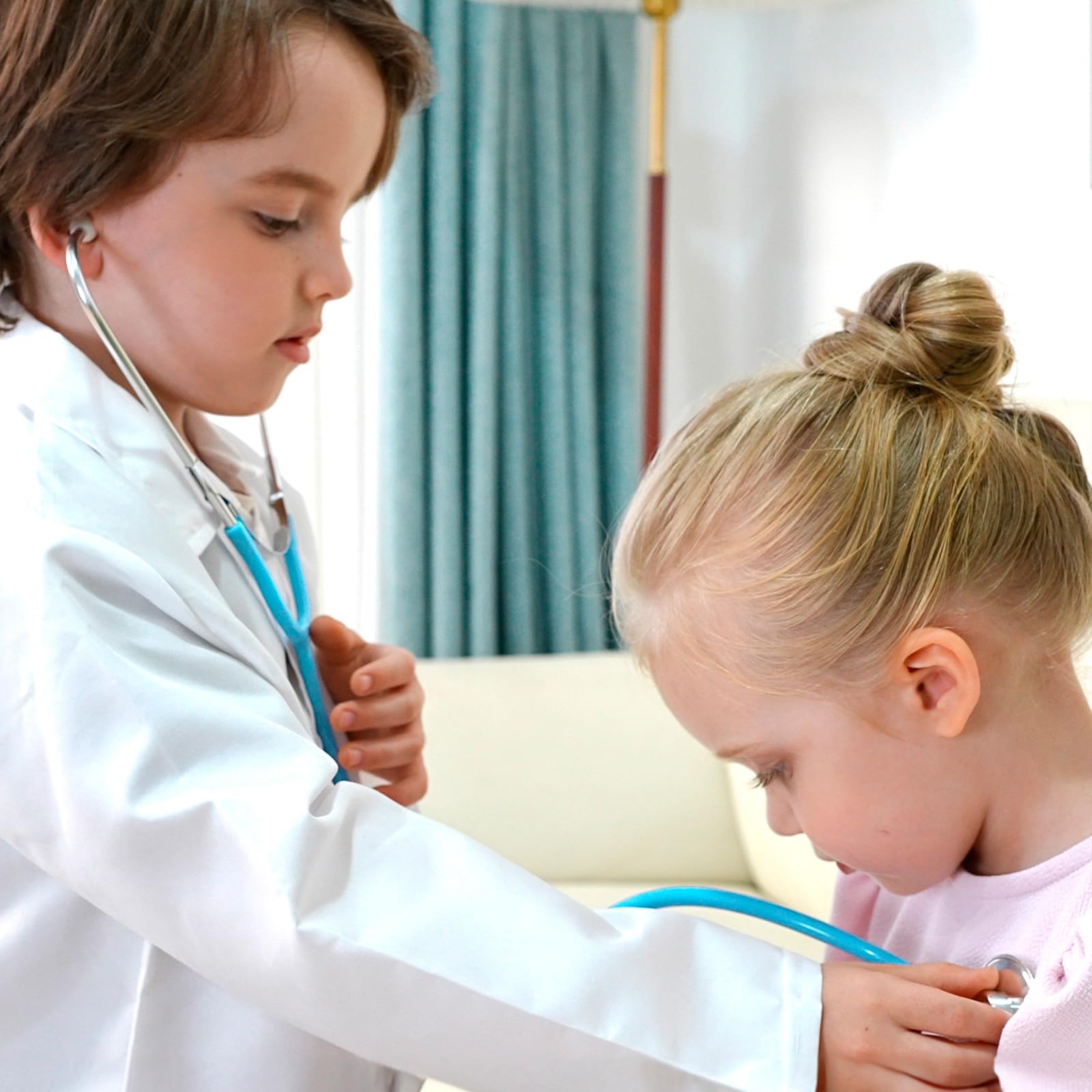 Phobby stethoscope made with safe materials for kid-friendly pretend care
