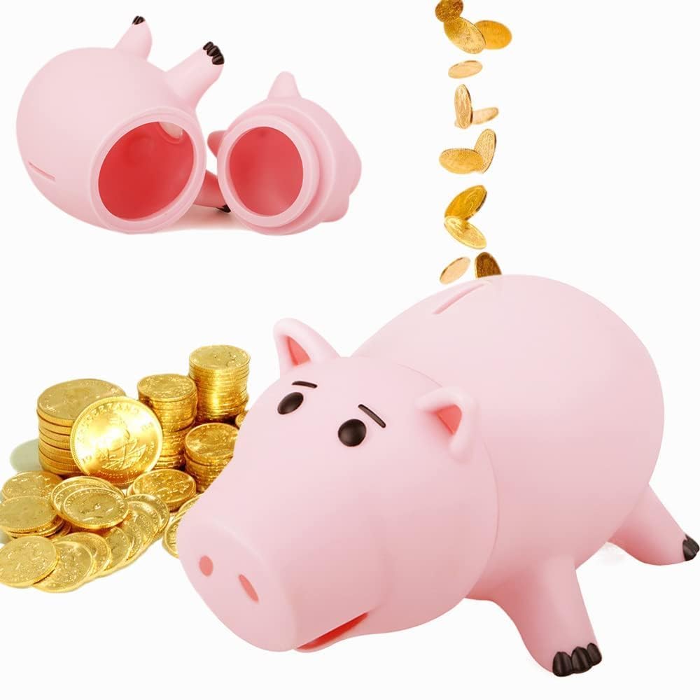 PHOCAS Hairphocas pink piggy bank size and dimensions provide clear storage.