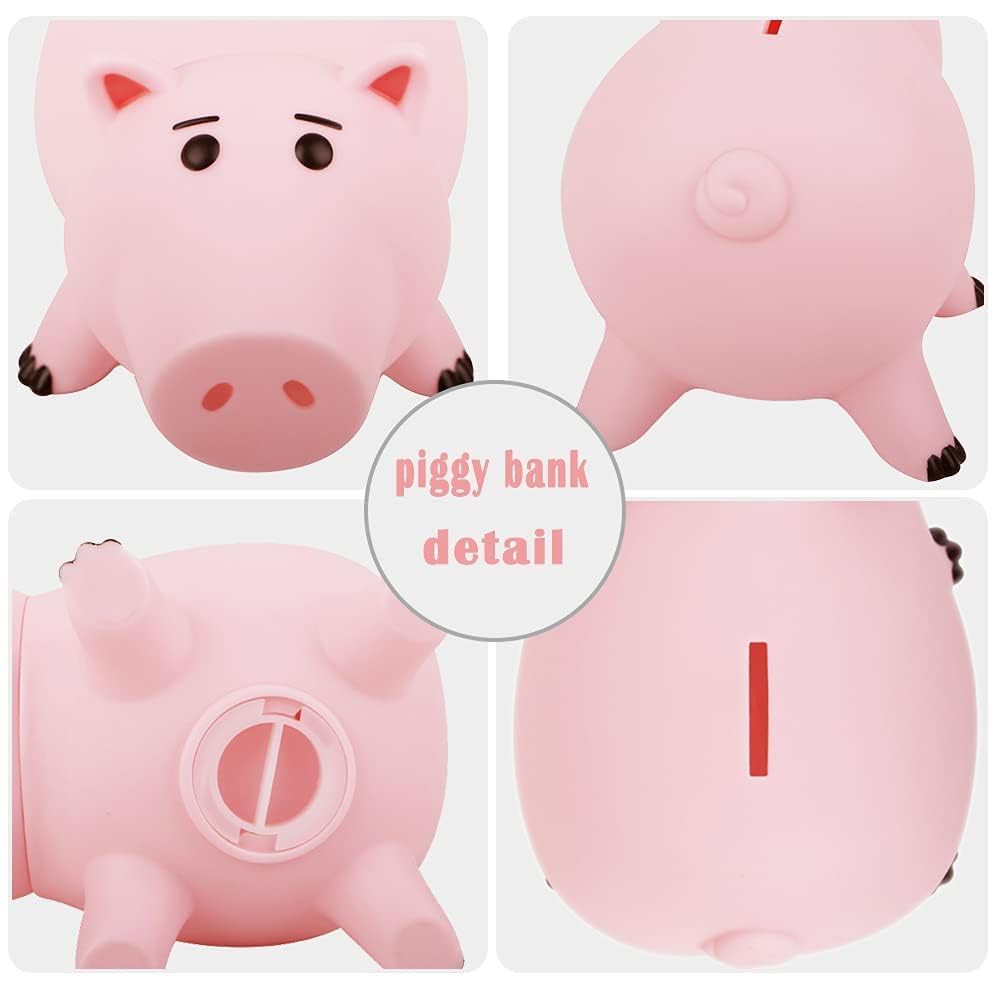 PHOCAS Hairphocas pink piggy bank nose-removal feature makes coin access easy.