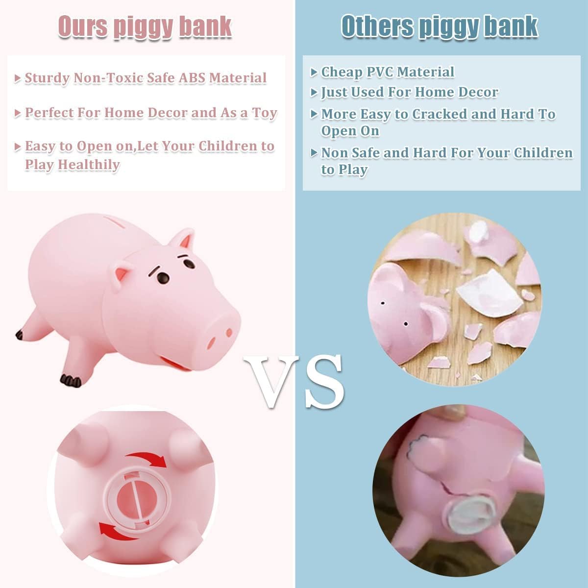 PHOCAS Hairphocas pink piggy bank side view suits playful bedroom decor.
